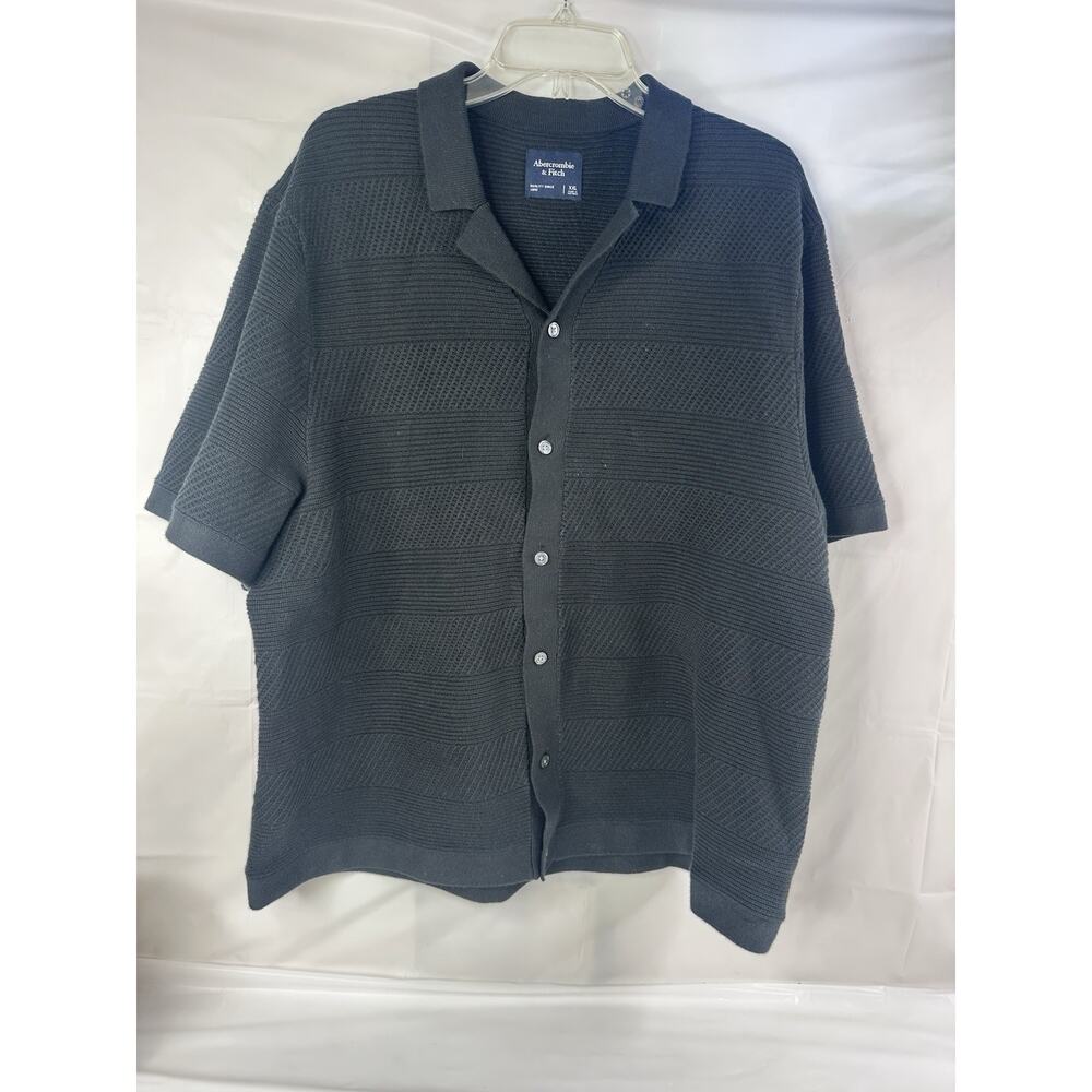 Abercrombie & Fitch Crochet 3D Knit Style Button Up Sweater Polo Grandpa XXL